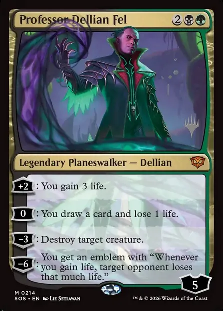 Professor Dellian Fel, Magic card PSOS 214p — Secrets of Strixhaven Promos set