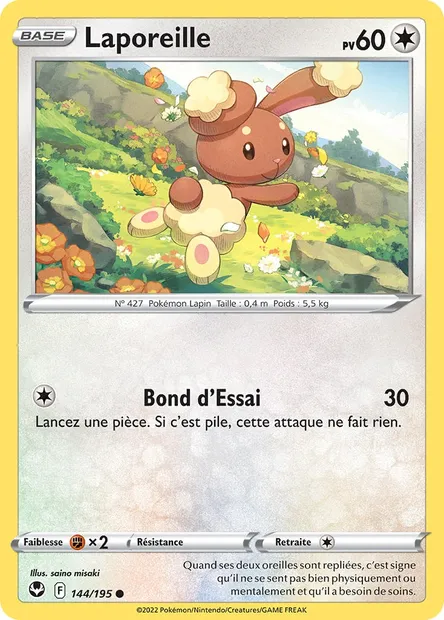 Laporeille, carte Pokémon SIT 144 — extension Tempête Argentée
