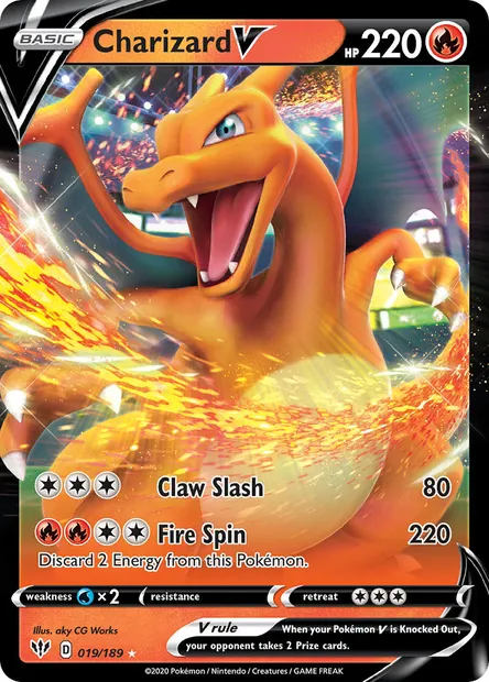Charizard V, Pokémon card DAA 19 — Darkness Ablaze set