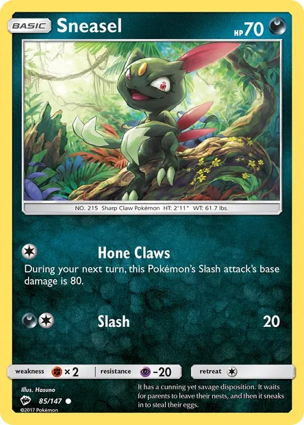 Sneasel, Pokémon card BUS 85 — Burning Shadows set