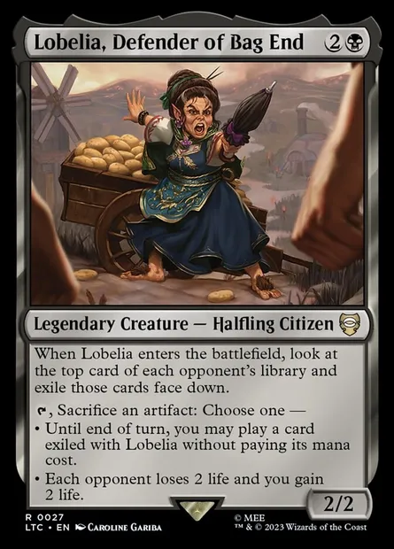 Lobelia, Defender of Bag End, Magic card LTC 27 — Tales of Middle-earth Commander set