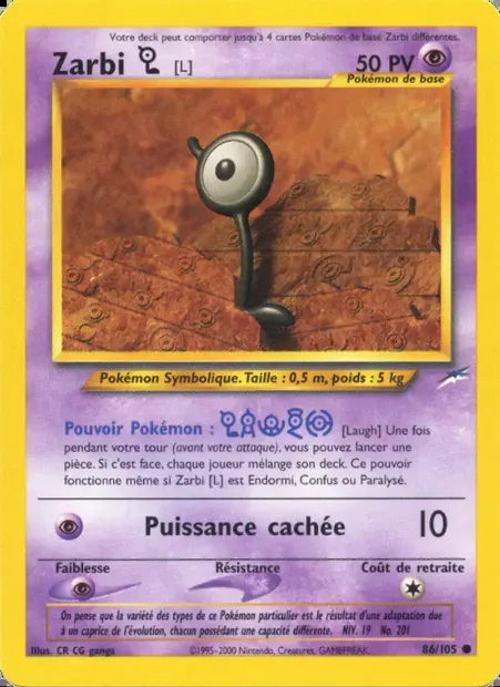 Zarbi L, carte Pokémon NDE 86 — extension Neo Destiny