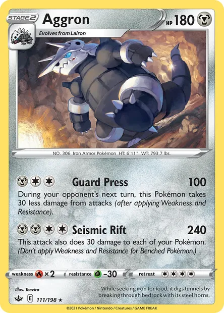 Aggron, Pokémon card CRE 111 — Chilling Reign set