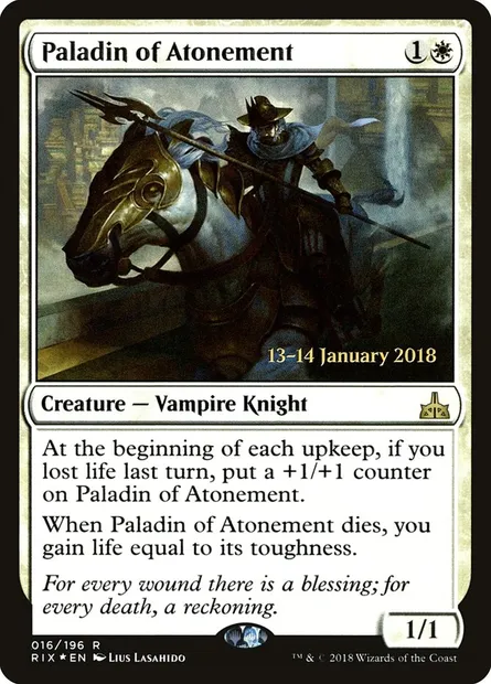 Paladin of Atonement, Magic card PRIX 16s — Rivals of Ixalan Promos set
