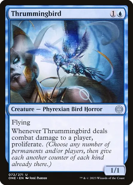 Thrummingbird, Magic card ONE 72 — Phyrexia: All Will Be One set