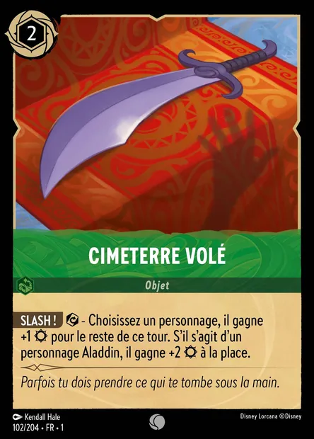 Cimeterre volé, carte Disney Lorcana CH1-102 — extension Premier Chapitre