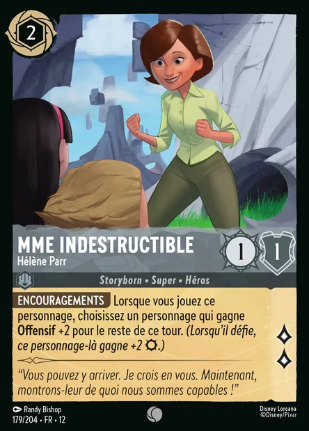 Mme Indestructible - Hélène Parr, carte Disney Lorcana CH12-179 — extension Contrées Inconnues