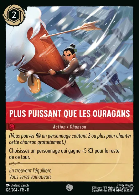 Plus puissant que les ouragans, carte Disney Lorcana CH11-128 — extension Givresort
