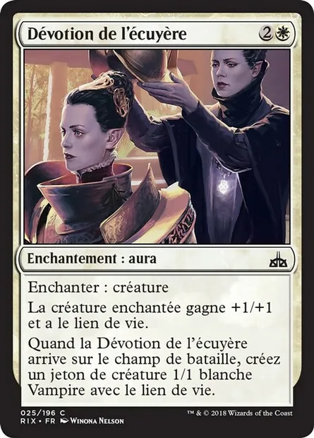 Dévotion de l'écuyère, carte Magic RIX 25 — extension Les combattants d'Ixalan