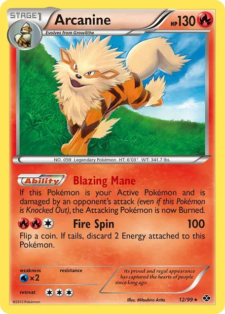 Arcanine, Pokémon card NXD 12 — Next Destinies set