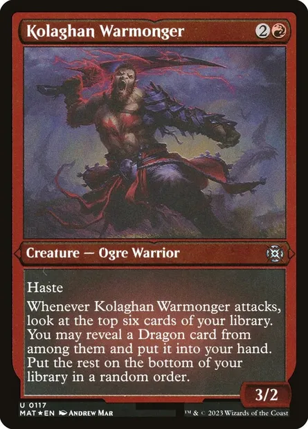 Kolaghan Warmonger, Magic card MAT 117 — March of the Machine: The Aftermath set