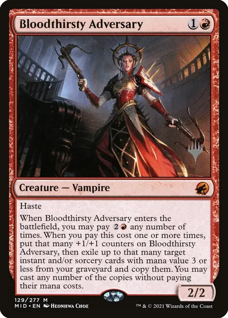 Bloodthirsty Adversary, Magic card PMID 129p — Innistrad: Midnight Hunt Promos set