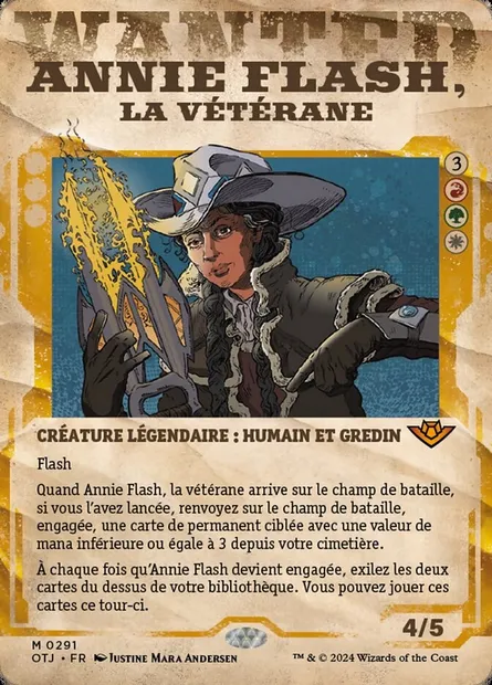 Annie Flash, la vétérane, carte Magic OTJ 291 — extension Outlaws of Thunder Junction