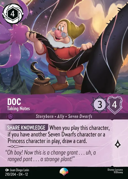 Doc - Taking Notes, Disney Lorcana card CH12-210 — Wilds Unknown set
