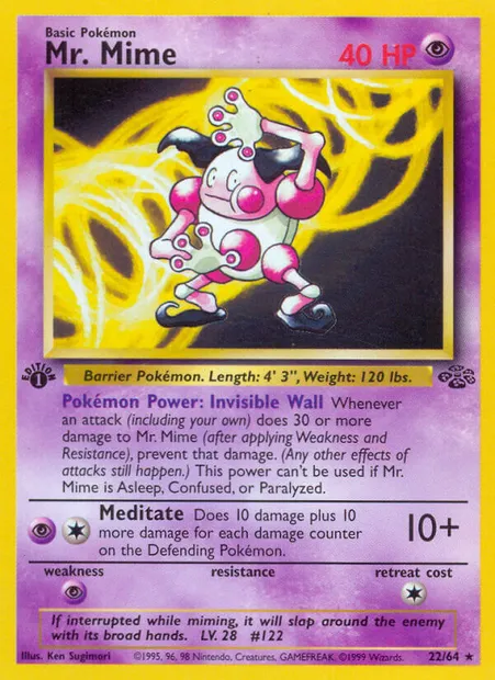 Mr. Mime, Pokémon card JU 22 — Jungle set