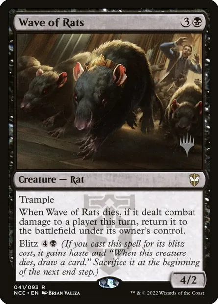 Vague de rats, carte Magic PNCC 41p — extension New Capenna Commander Promos