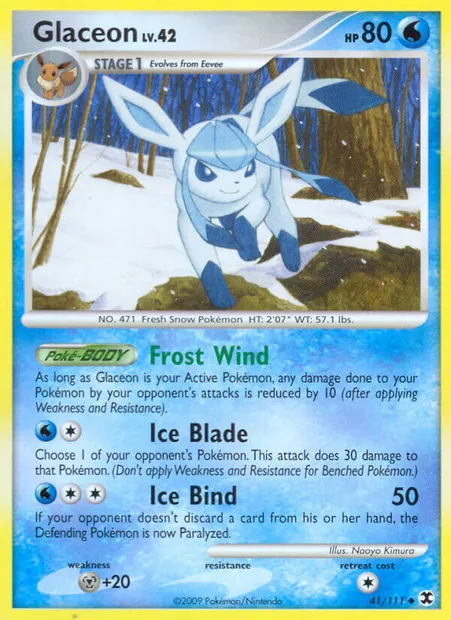 Glaceon, Pokémon card RR 41 — Rising Rivals set