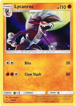 Lycanroc, Pokémon card TK10L 030 — Sun & Moon Trainer Kit: Lycanroc & Alolan Raichu (Lycanroc) set