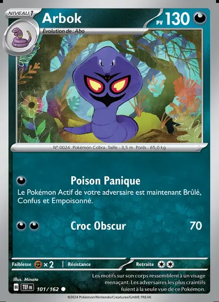 Arbok, carte Pokémon TEF 101 — extension Forces Temporelles