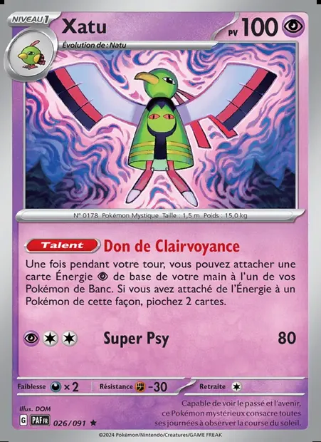 Xatu, carte Pokémon PAF 026 — extension Destinées de Paldea