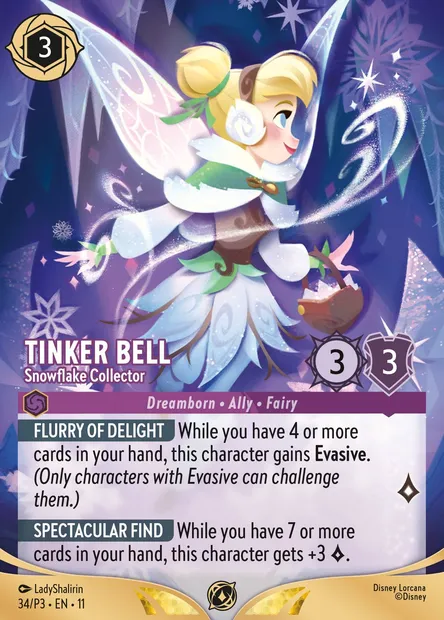 Tinker Bell - Snowflake Collector, Disney Lorcana card P3-034 — P3 set