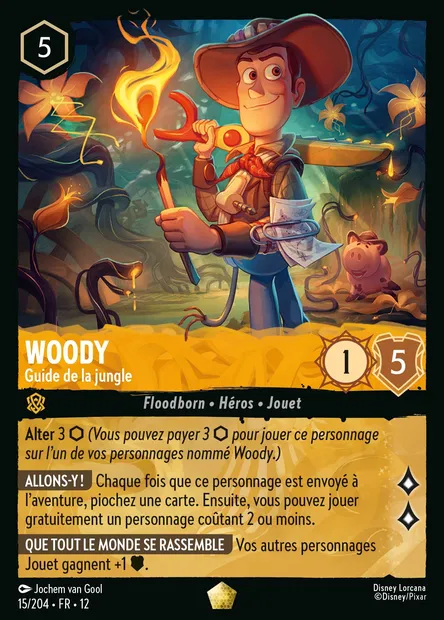 Woody - Guide de la jungle, carte Disney Lorcana CH12-015 — extension Contrées Inconnues