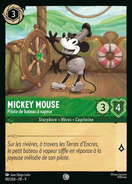Mickey Mouse - Pilote de bateau à vapeur, carte Disney Lorcana CH9-080 — extension Fabuleux