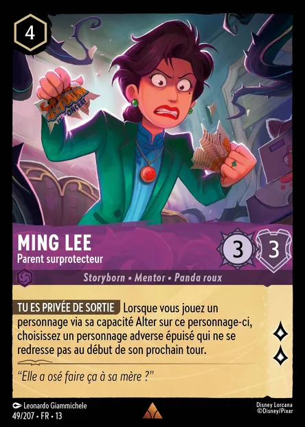 Ming Lee - Parent surprotecteur, carte Disney Lorcana CH13-049 — extension Invasion Epineuse!