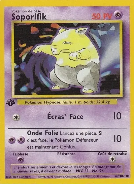 Soporifik, carte Pokémon BS 49 — extension Set de Base
