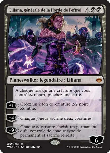 Liliana, générale de la Horde de l'effroi, carte Magic WAR 97 — extension La guerre des Planeswalkers