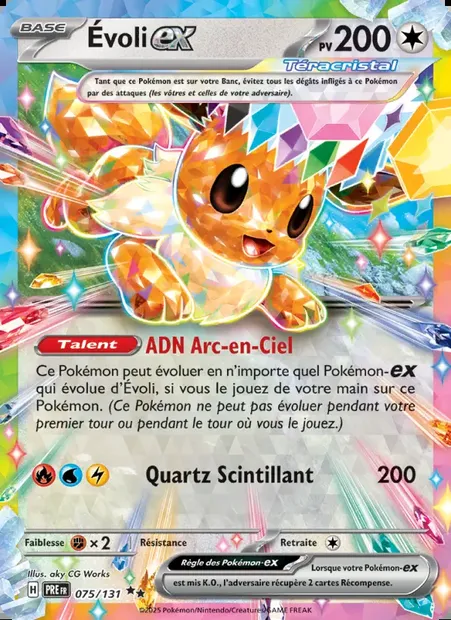 Évoli-ex, carte Pokémon PRE 075 — extension Évolutions Prismatiques