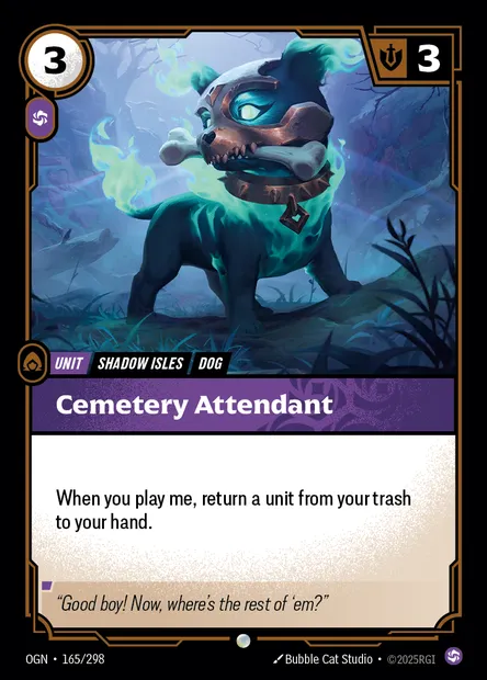 Cemetery Attendant, carte Riftbound OGN 165 — extension Origins