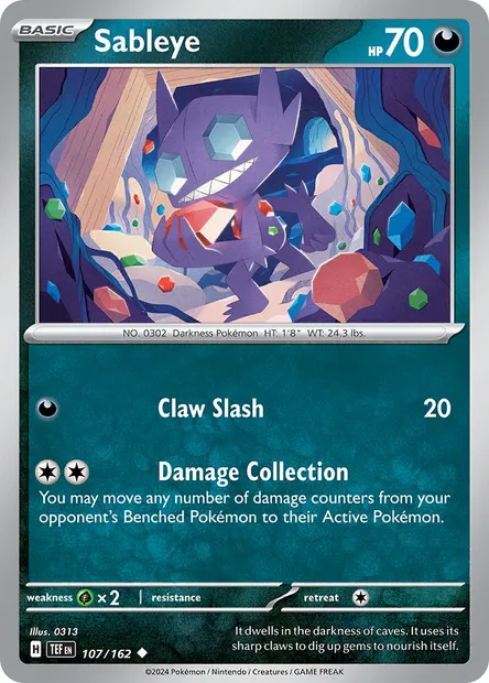 Sableye, Pokémon card TEF 107 — Temporal Forces set