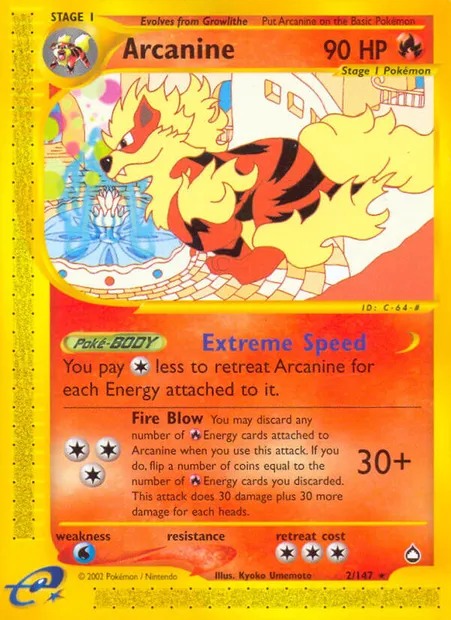 Arcanine, Pokémon card AQ 2 — Aquapolis set