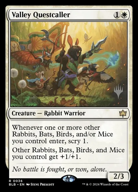 Valley Questcaller, Magic card PBLB 36p — Bloomburrow Promos set