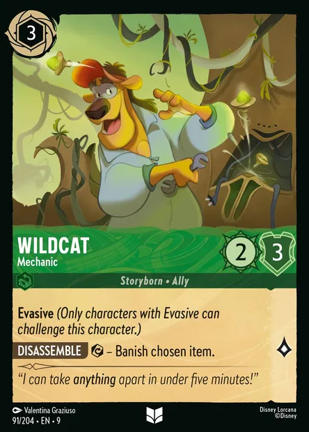 Wildcat - Mechanic, Disney Lorcana card CH9-091 — Fabled set