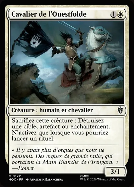 Cavalier de l'Ouestfolde, carte Magic HOC 172 — extension The Hobbit Eternal