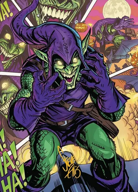 Green Goblin // Green Goblin, carte Magic ASPM 49 — extension Marvel's Spider-Man Art Series
