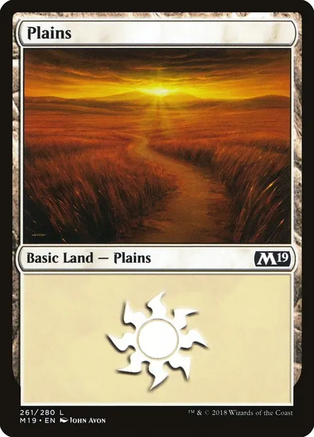 Plains, Magic card M19 261 — Core Set 2019 set