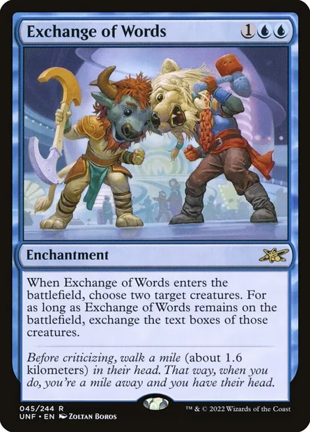Exchange of Words, Magic card UNF 45 — Unfinity set