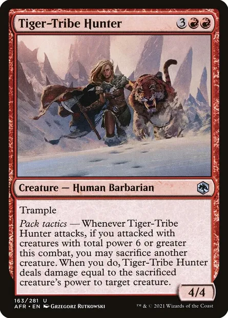 Tiger-Tribe Hunter, Magic card AFR 163 — Adventures in the Forgotten Realms set
