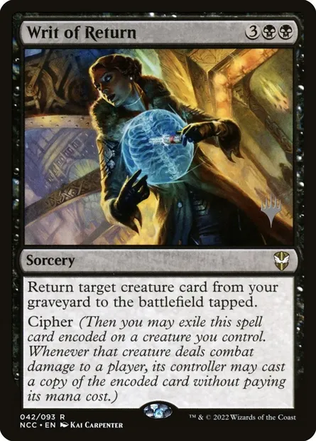 Décret de retour, carte Magic PNCC 42p — extension New Capenna Commander Promos