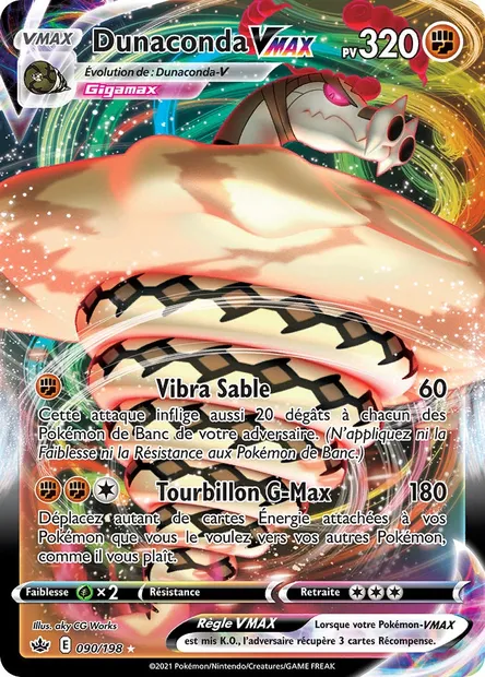 Dunaconda VMAX, carte Pokémon CRE 90 — extension Règne de Glace