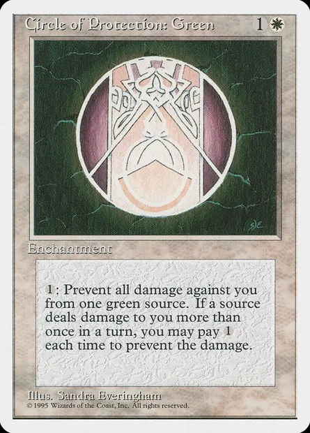 Cercle de protection : vert, carte Magic 4ED 16 — extension Quatrième Edition