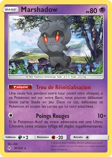 Marshadow, carte Pokémon UNB 81 — extension Alliance Infaillible