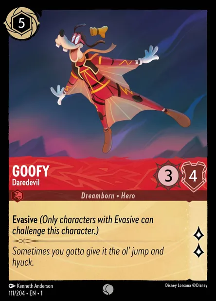 Goofy - Daredevil, Disney Lorcana card CH1-111 — The First Chapter set