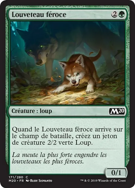 Louveteau féroce, carte Magic M20 171 — extension Core Set 2020