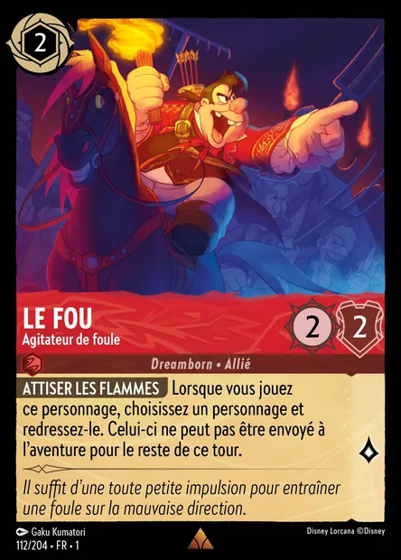 Le Fou - Agitateur de foule, carte Disney Lorcana CH1-112 — extension Premier Chapitre