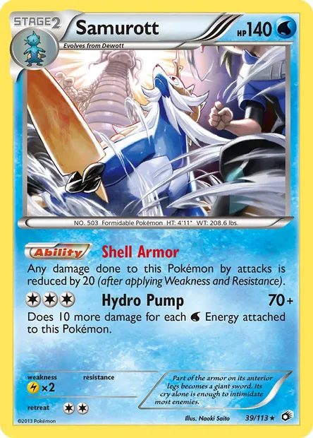 Samurott, Pokémon card LTR 39 — Legendary Treasures set