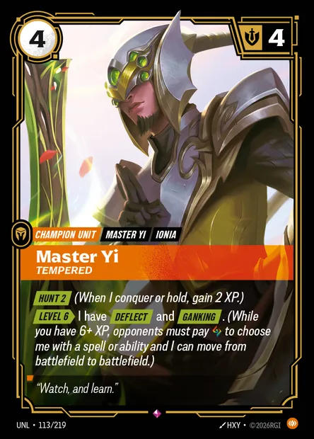 Master Yi, Riftbound card UNL 113 — Unleashed set